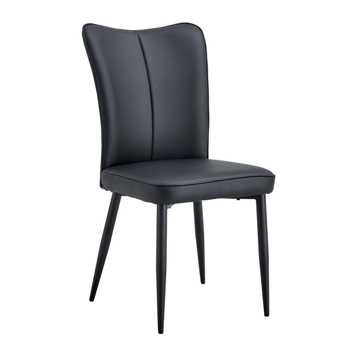 ESSZIMMERSTUHL 2er-Set PU-Leder Schwarz Metall - Schwarz, Metall (44/89/45cm) - Meubliv