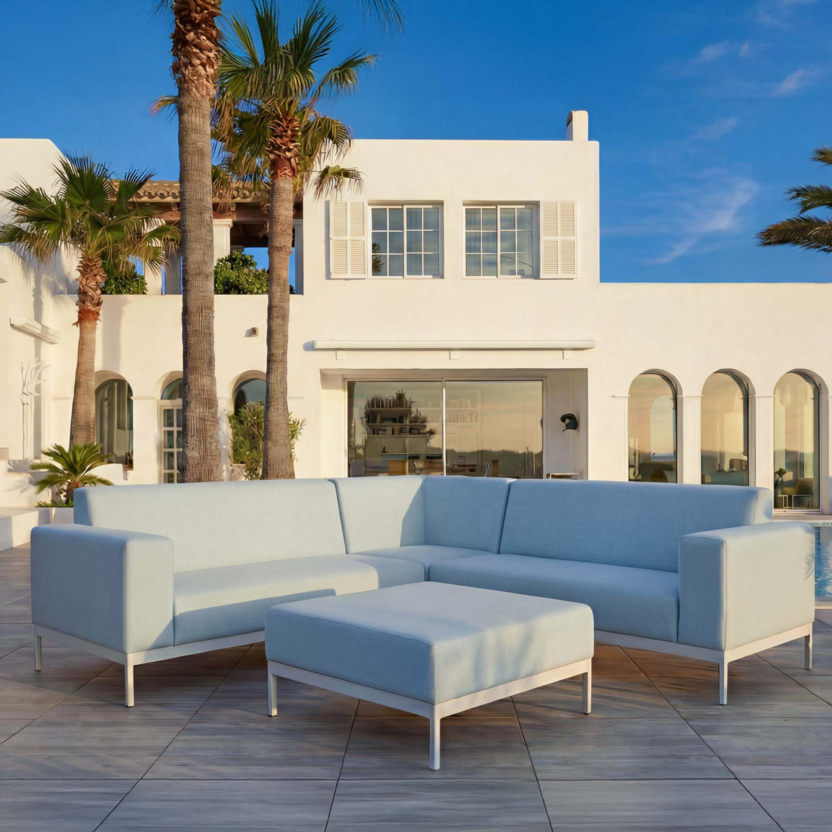 ALU-GARTEN-GARNITUR Hellblau - Hellblau, Textil - MCW