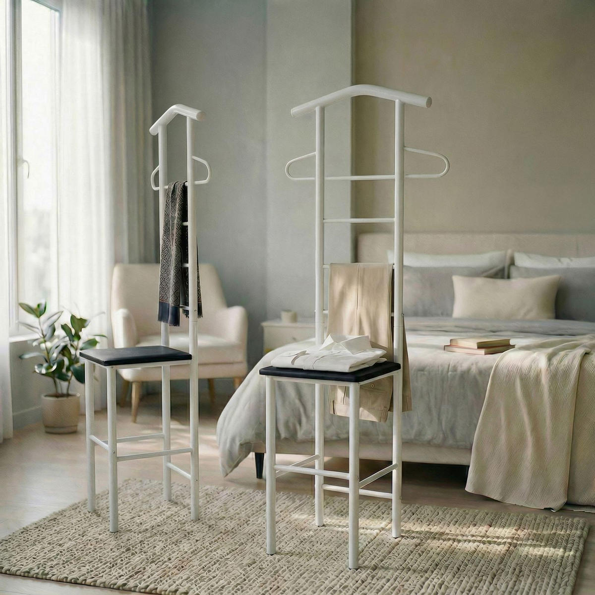 HERRENDIENER JIVO 2ER-SET - Schwarz/Weiß, Metall (53/121/47cm) - CARO-Möbel