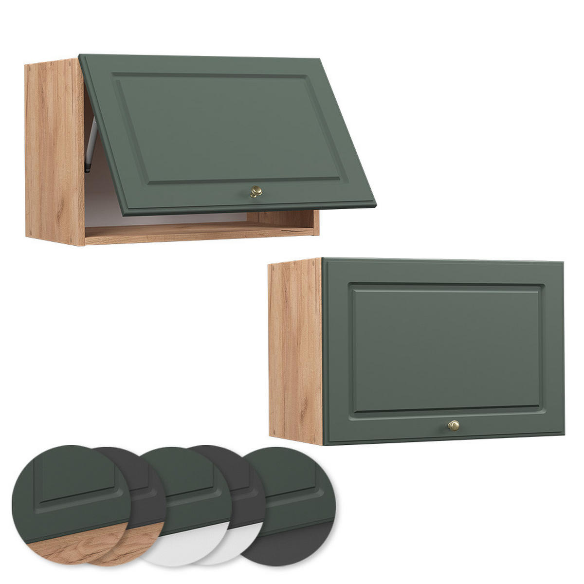 HÄNGESCHRANK Fame-Line Grün-Gold Landhaus 60 cm Flach - Eiche Wotan/Grün, Holzwerkstoff (60/40/34.1cm) - Vicco
