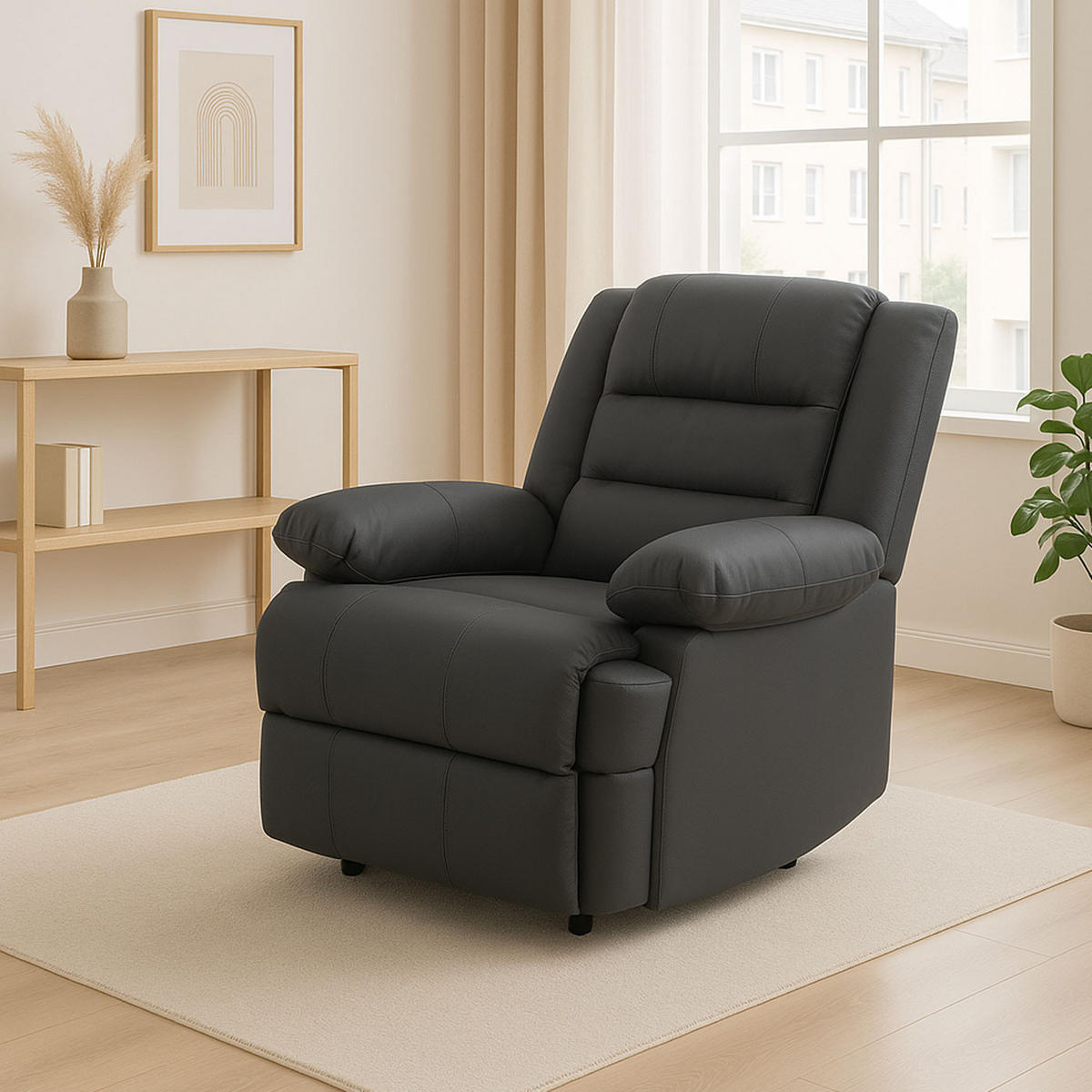 RELAXSESSEL Grau - Grau, Leder (87/101/150cm) - MCW