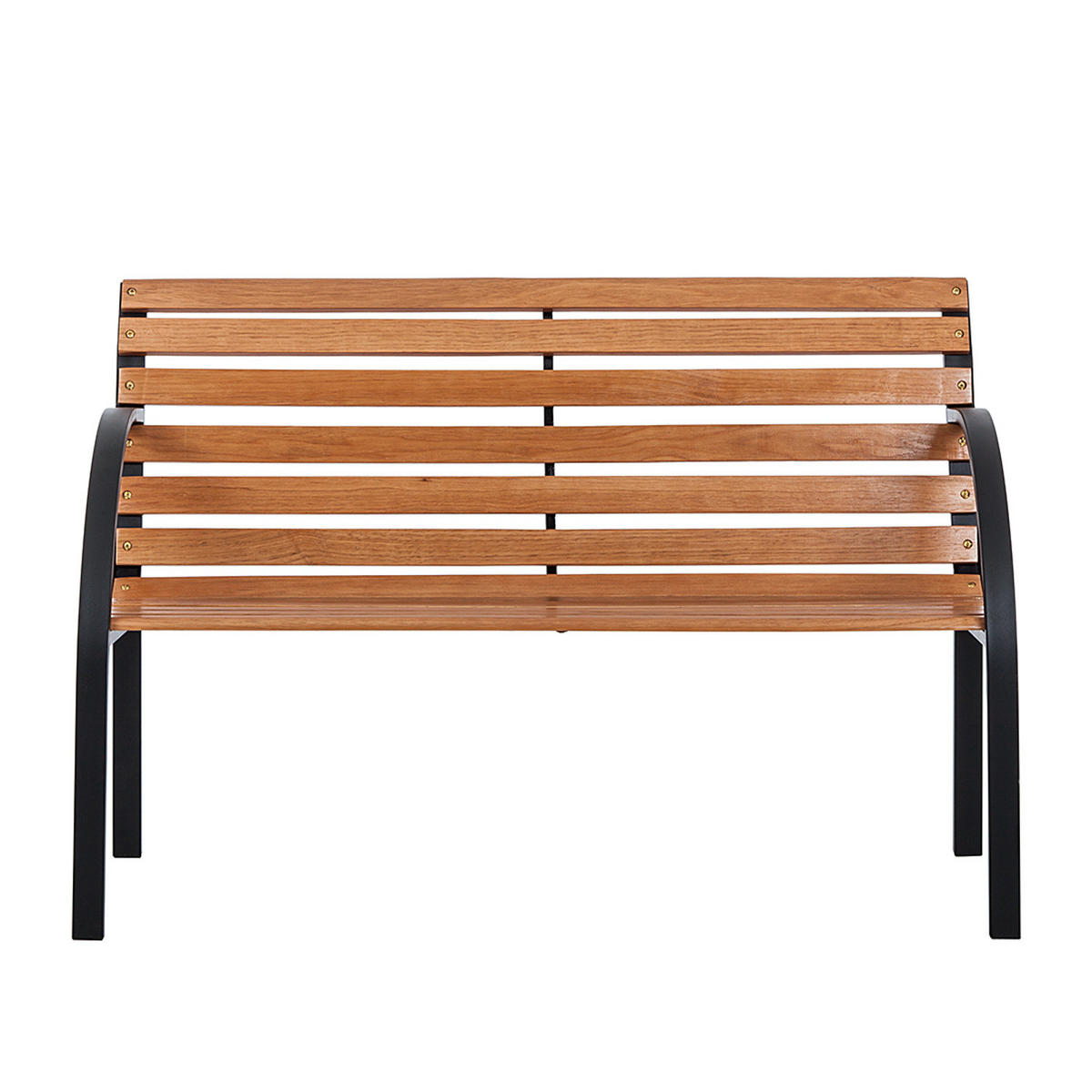 GARTENBANK - Massivholz - Schwarz/Braun, Holz/Metall (122/80/63cm) - home24