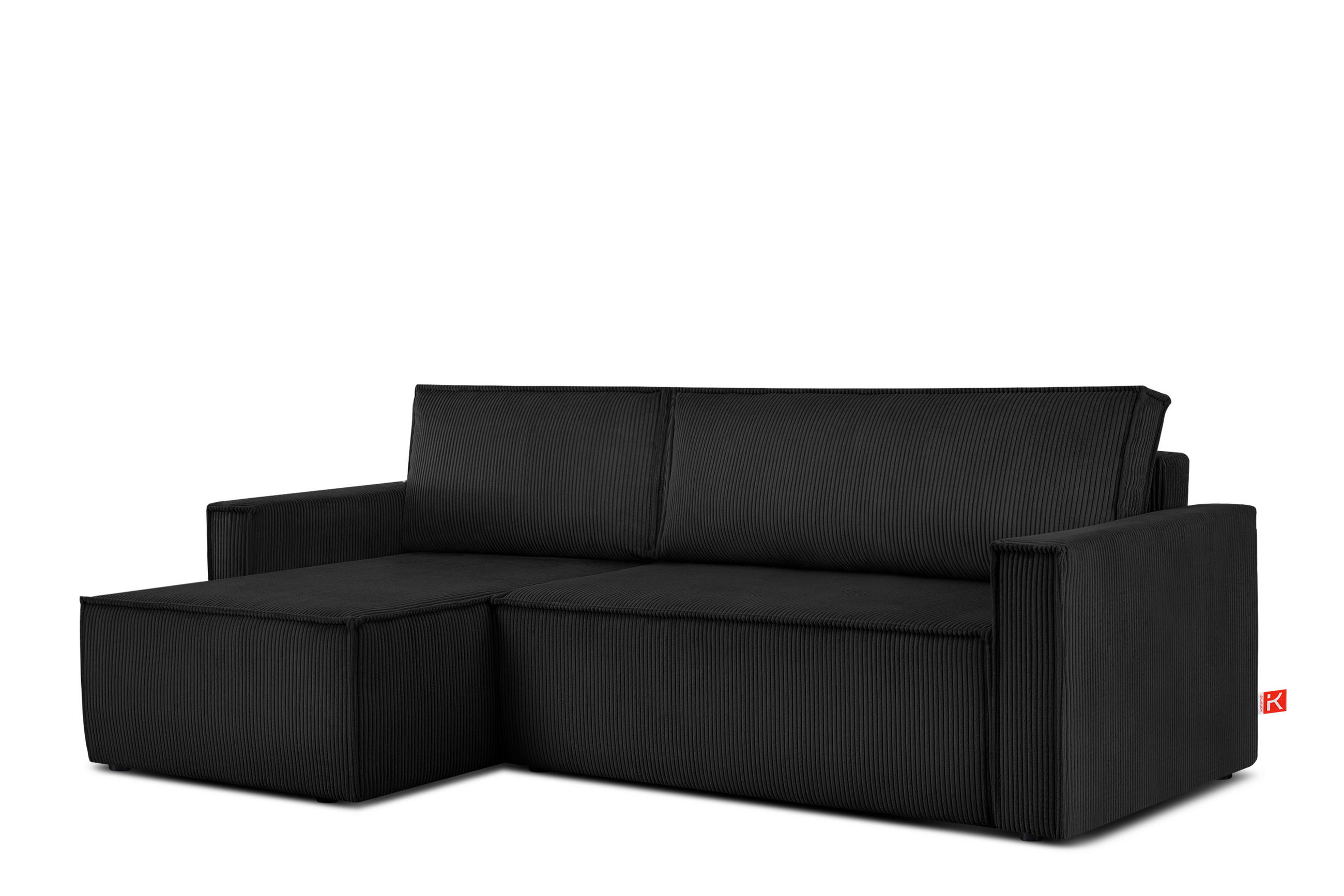 ECKSOFA-LINKS/RECHTS NAPI Schlaffunktion mit Cordbezug, antracyt - Schwarz, Textil (246/148cm) - KONSIMO®