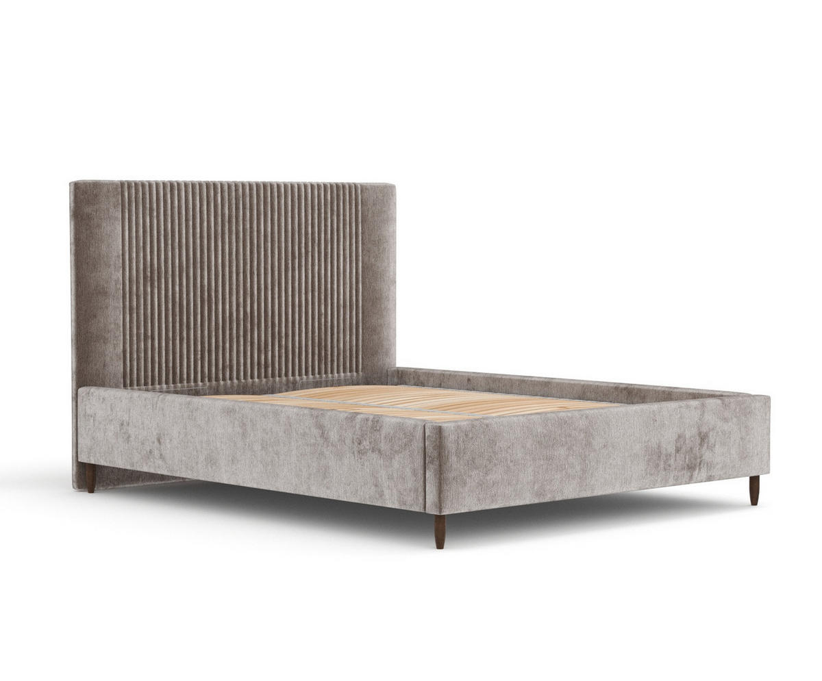POLSTERBETT Etero Beige 140/200 cm im Chenille-Stoff - Wengefarben/Beige, Holz/Holzwerkstoff (140/200cm) - Maison de Reve