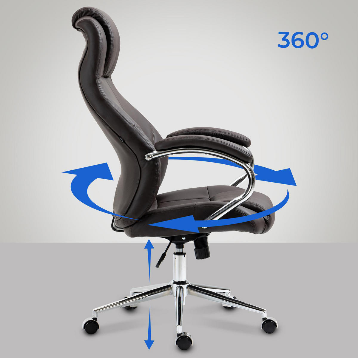 BÜROSTUHL Kyron Echtleder braun - Chromfarben/Braun, Leder/Metall (64/130/79cm) - TPFLiving