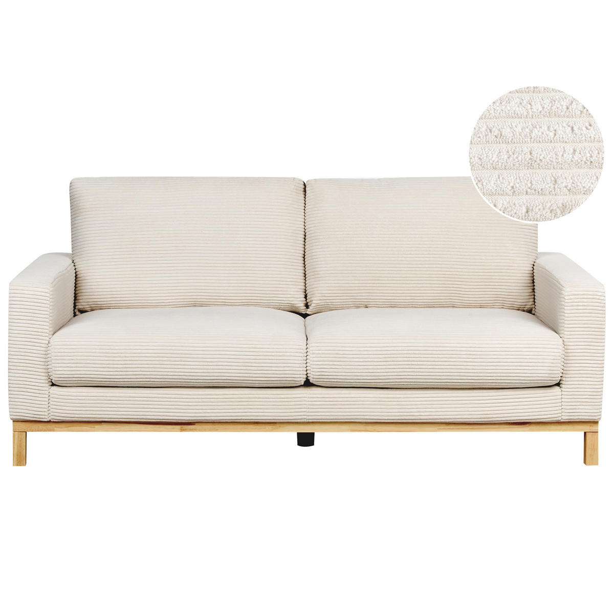 2-SITZER-SOFA Cord hellbeige/hellbraun Siggard - Hellbraun/Beige, Textil (184/84/92cm) - Beliani