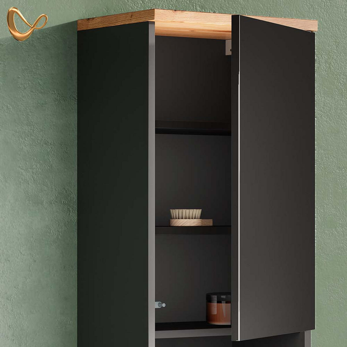 BADSCHRANK Tanaro Anthrazit 40 x 77.5 cm - Anthrazit, Holzwerkstoff (40/77.5/27cm) - Livinity®