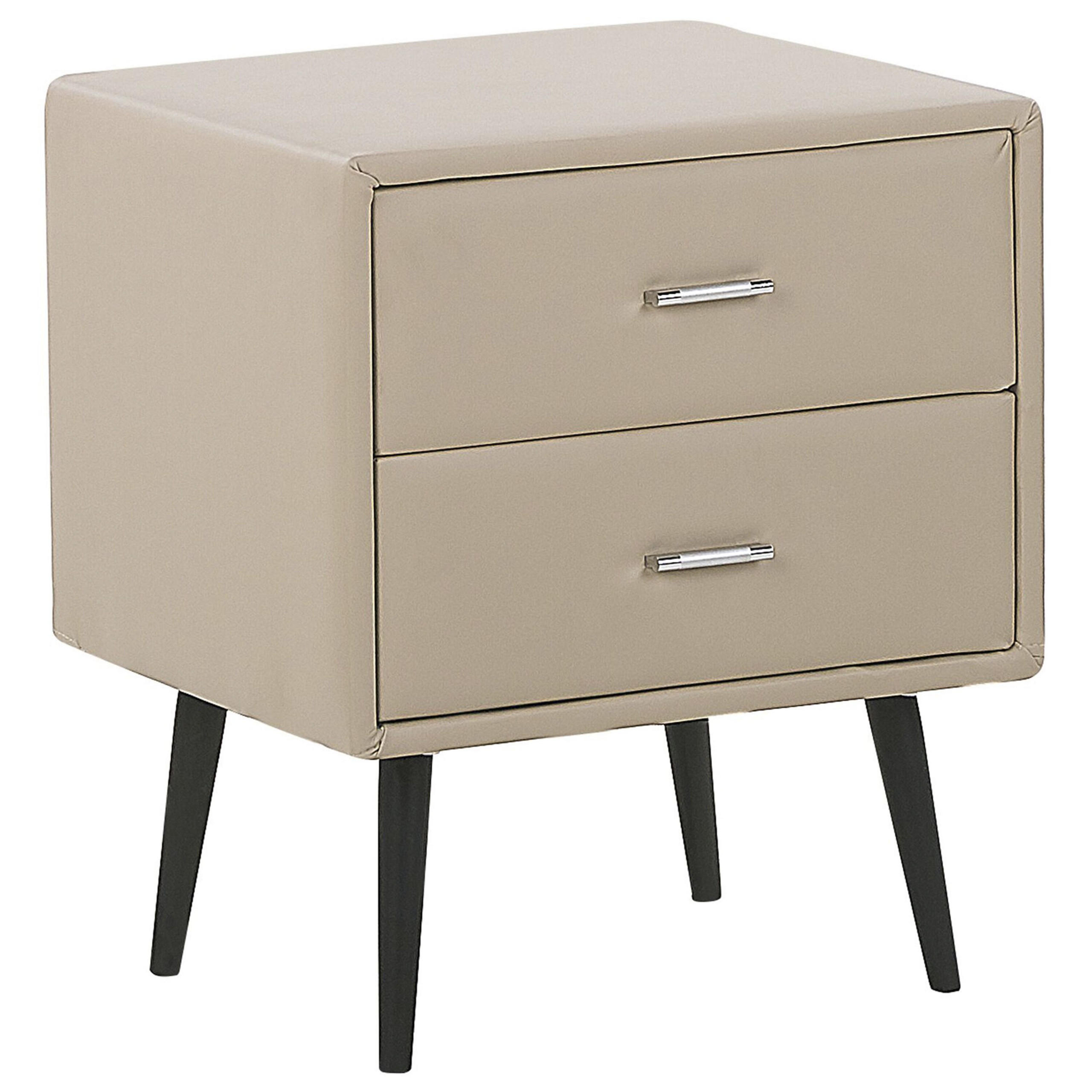 NACHTTISCH beige Kunstleder 2 Schubladen Essonne - Beige, Kunststoff/Textil (48/56/41cm) - Beliani