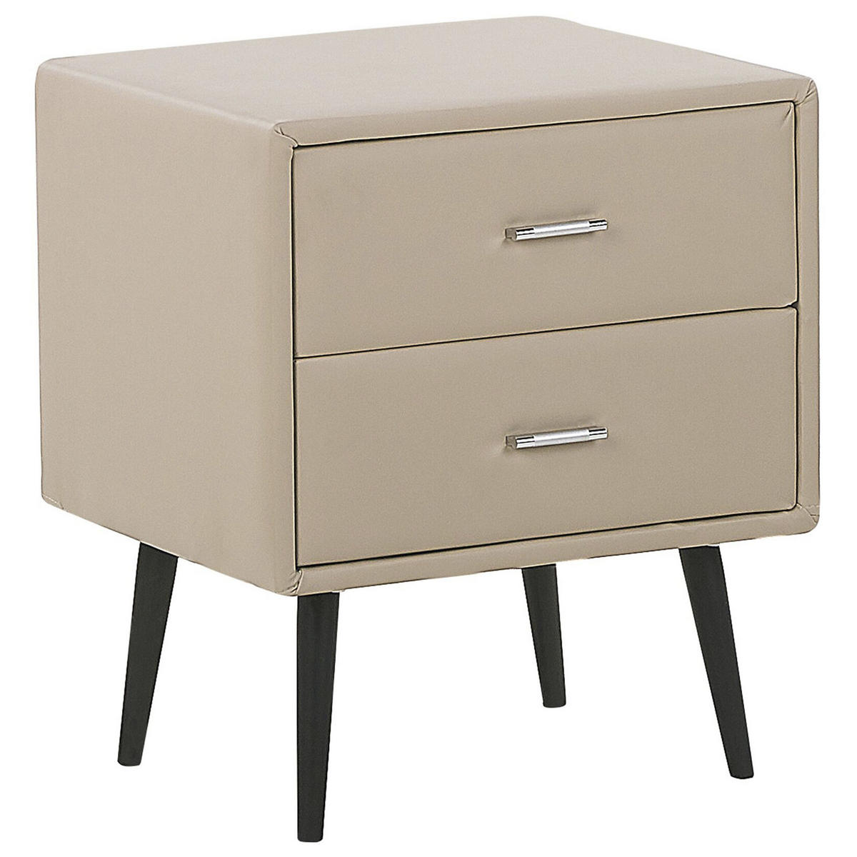 NACHTTISCH beige Kunstleder 2 Schubladen Essonne - Beige, Kunststoff/Textil (48/56/41cm) - Beliani