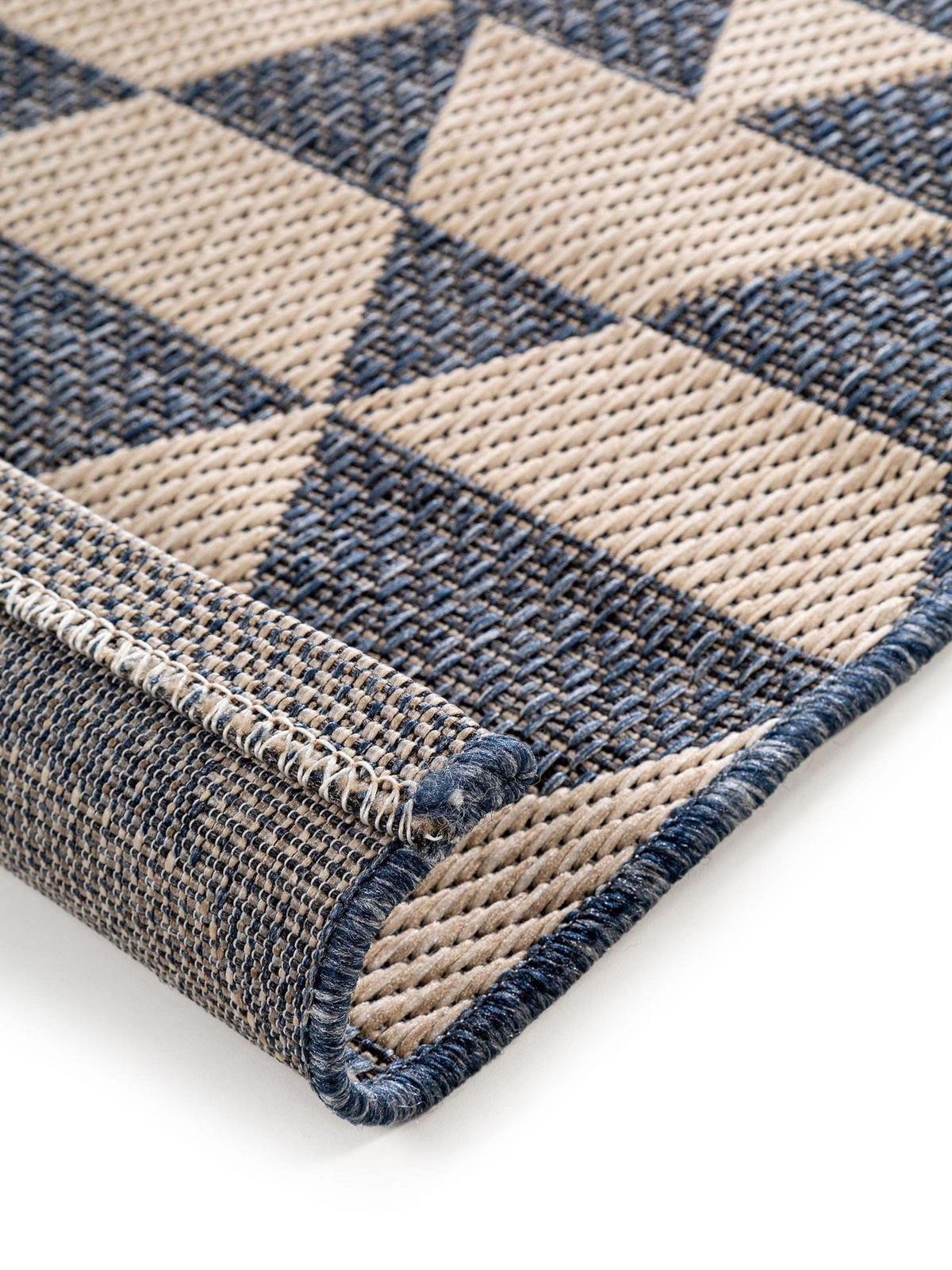 OUTDOORTEPPICH River Beige/Blau 133x190 cm - Blau/Beige, Kunststoff (133/1cm) - KUNSTLOFT