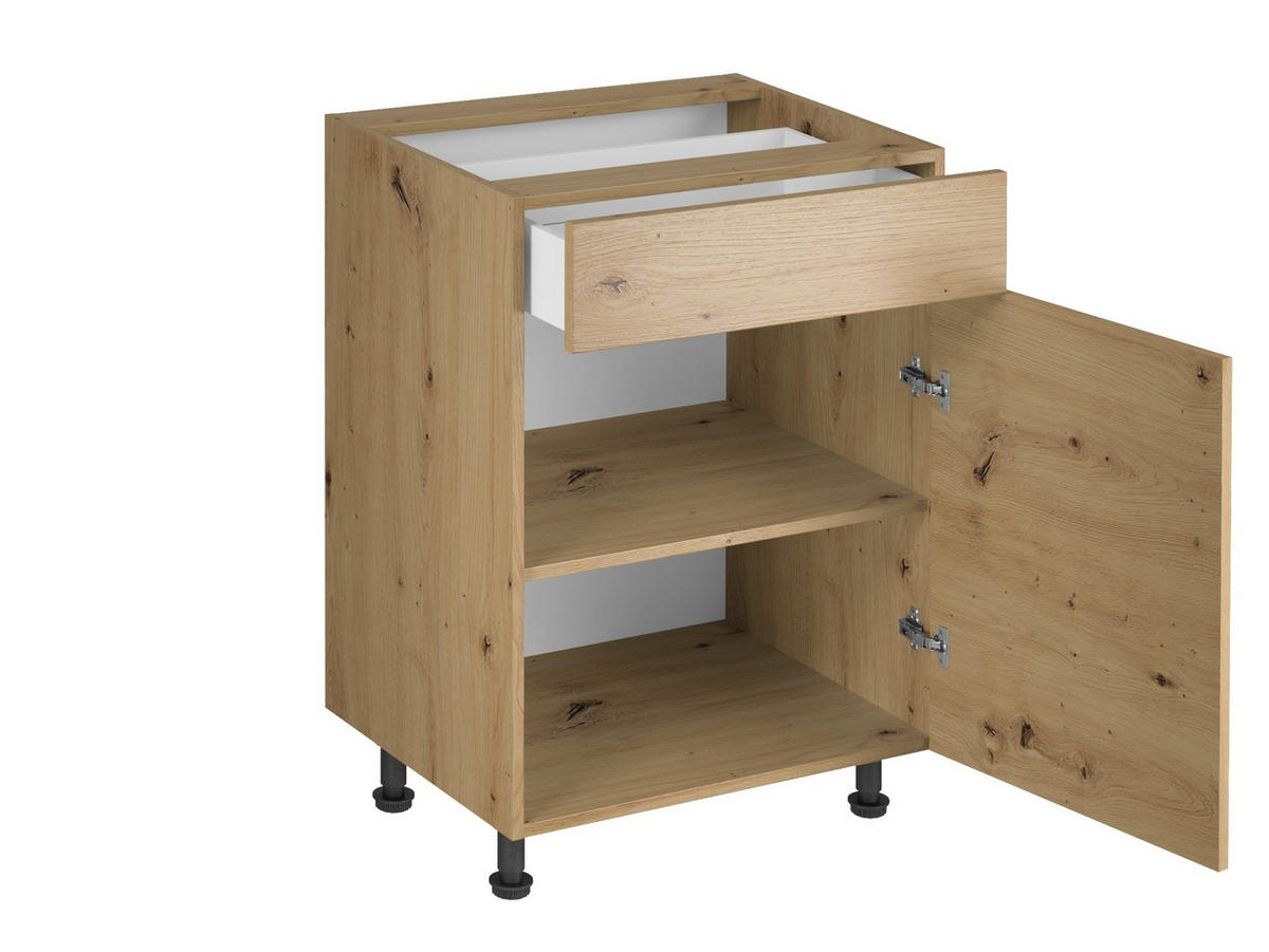 KÜCHENZEILE 260 cm - Langen K19-M260 - in Artisan Eiche - Schwarz/Eiche Artisan, Holz/Holzwerkstoff (260/210/47cm)