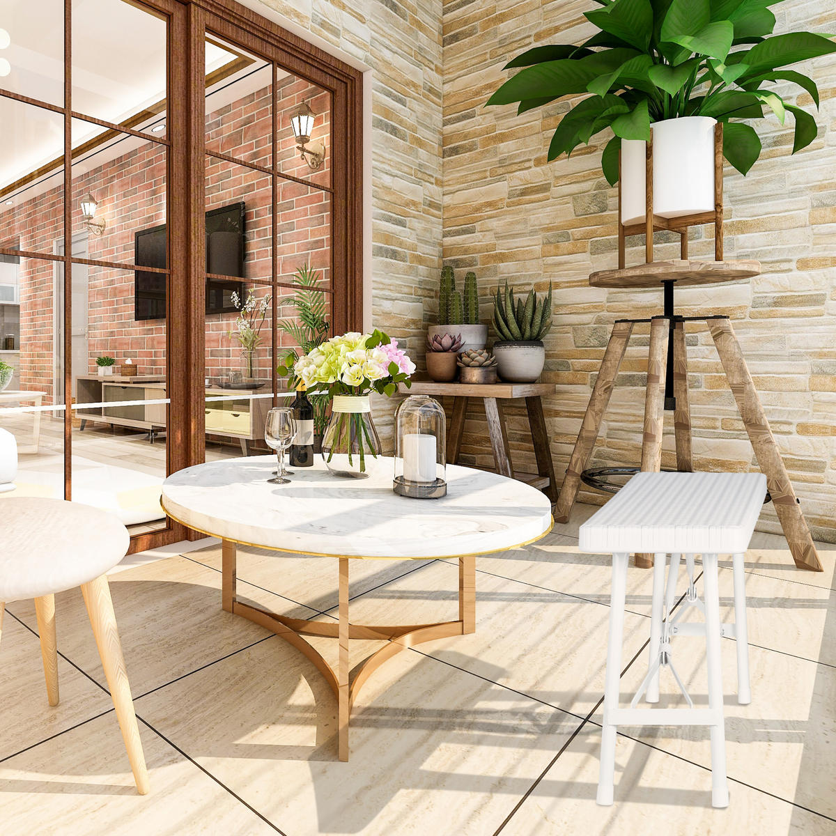 BIERBANK-SET - Weiß, Kunststoff/Metall - Relaxdays