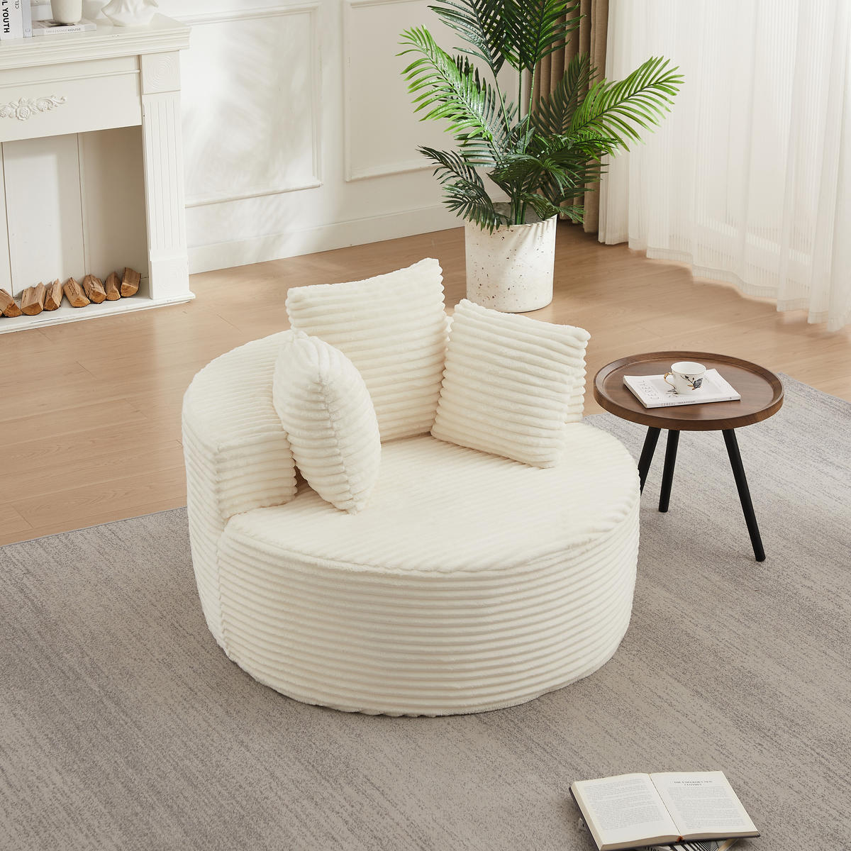 SESSEL DE-34516 minimalistisch mit 3 Kissen Beige - Beige, Textil (110/82/110cm) - ComfortXL