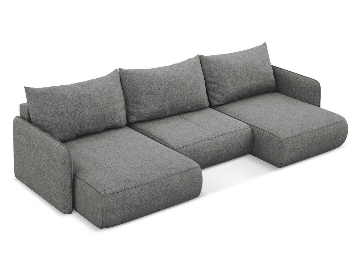 WOHNLANDSCHAFT Chenille Stoff Grau - Schieferfarben/Schwarz, Kunststoff/Textil (290/86/148cm) - Makamii