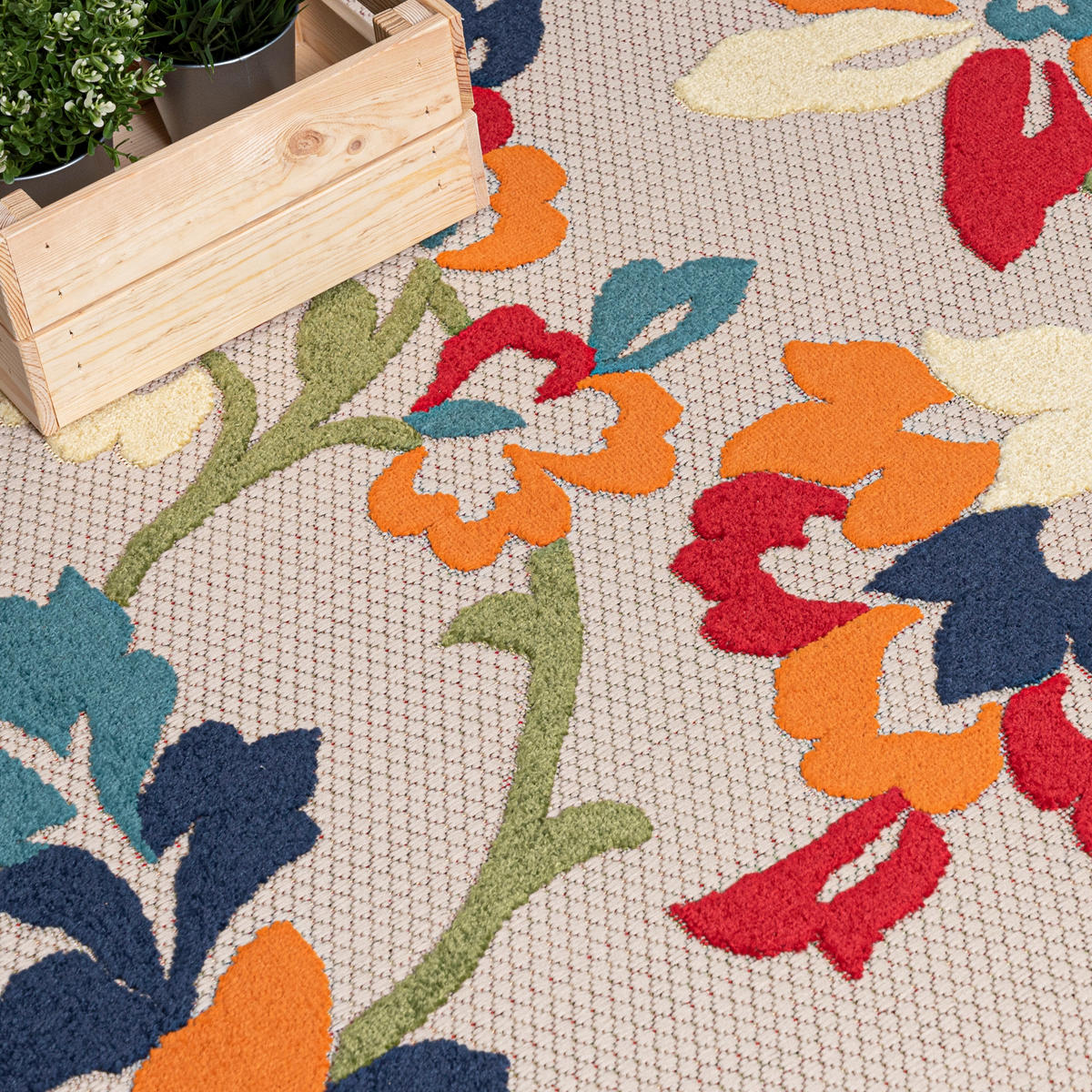 TEPPICH Outdoor Bunte Pflanzlich Kurzflor Rechteckig Moderne - 160x230 cm - Grün, Textil (160/230cm) - Mazovia