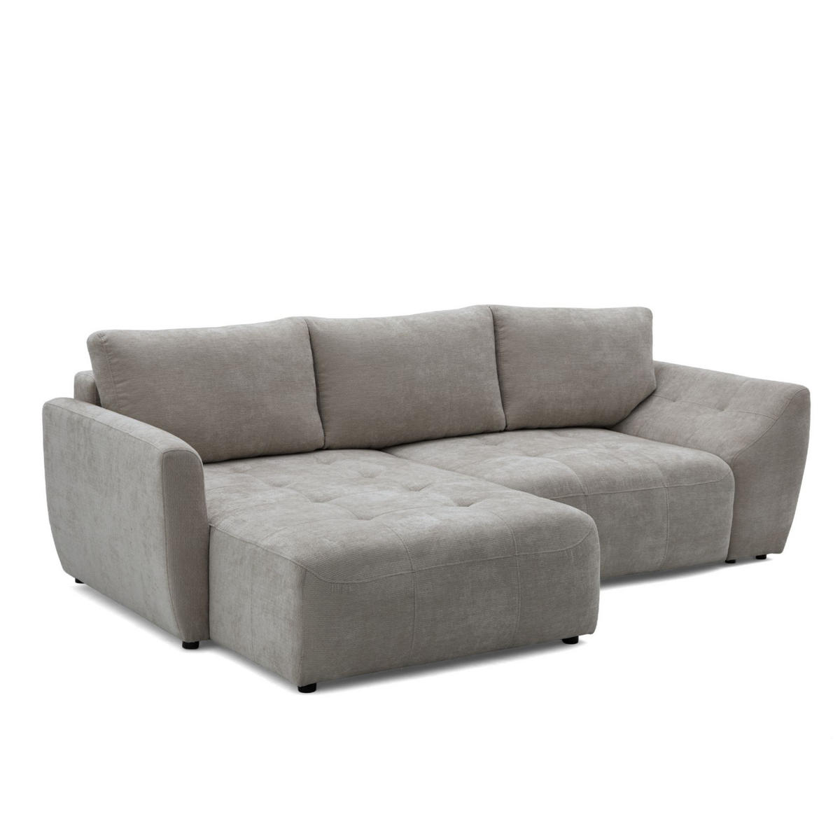 ECKSOFA NICE L Links mit Schlaffunktion 137x204 Chenille Grau - Schwarz/Grau, Holz/Textil (260/165cm) - Muffo