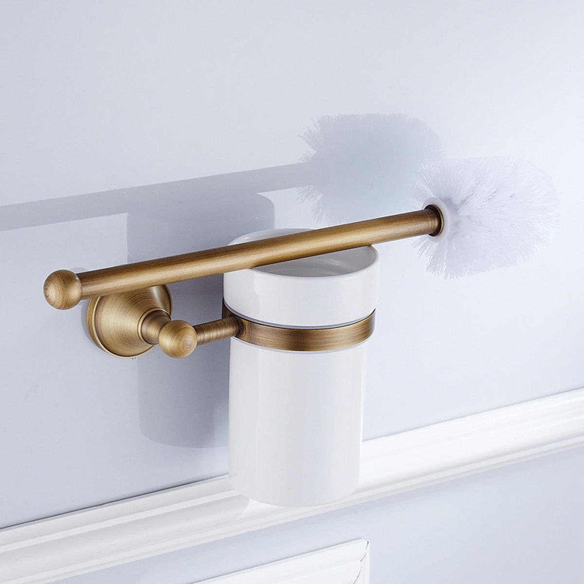 TOILETTENBÜRSTENHALTER – Vintage-Gold (16 x 10,5 x 36 cm) - Goldfarben, Metall (16/36/10.5cm)