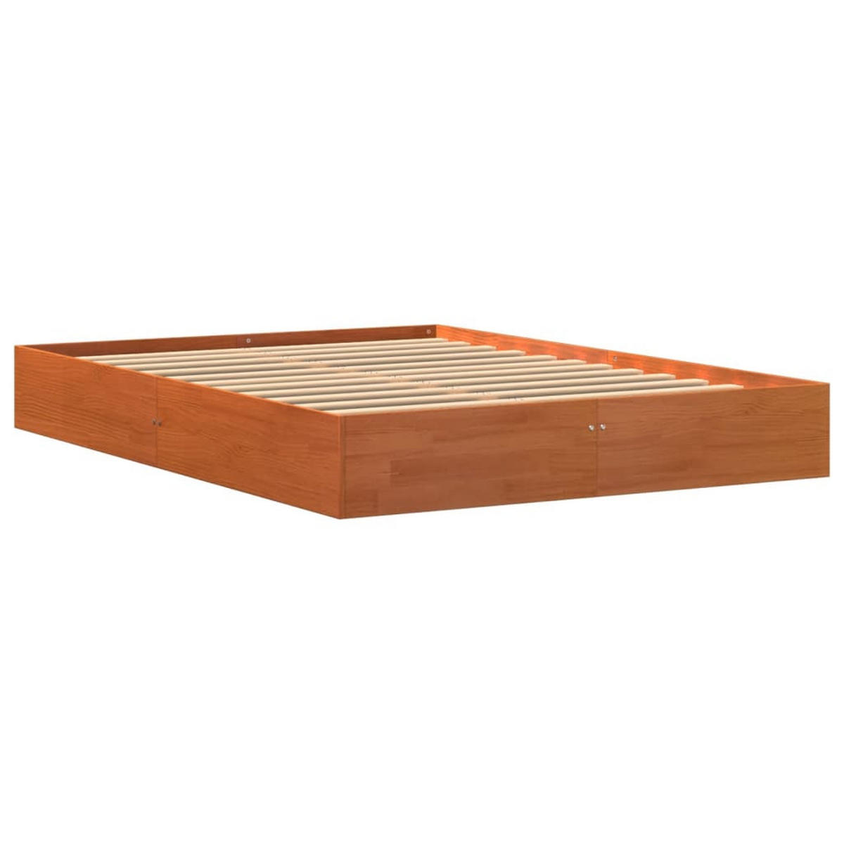 MASSIVHOLZBETT Ohne Matratze Wachsbraun 140/200 Cm Kiefernholz - Braun, Holz (140/200cm) - vidaXL