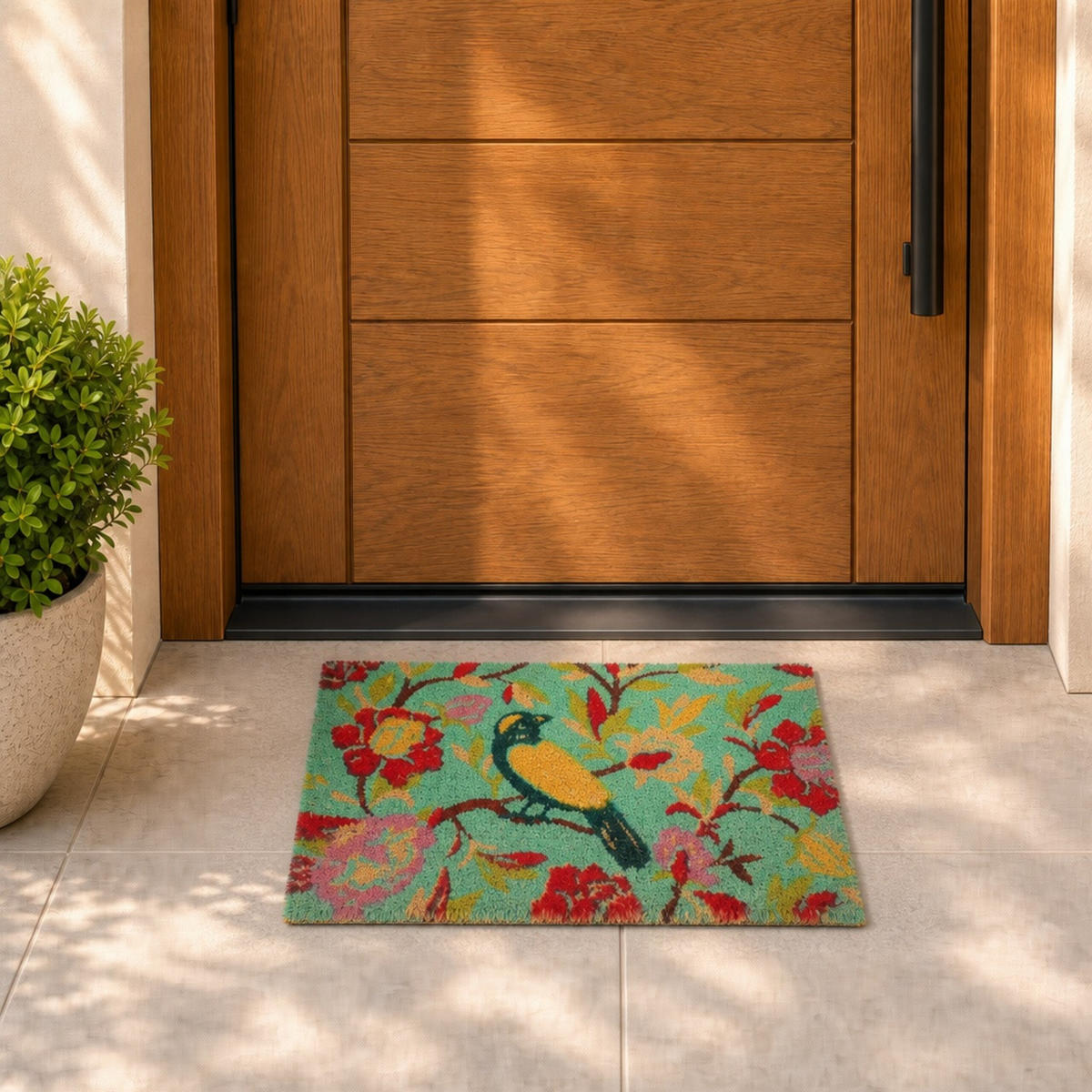 ROHOŽKA Barevná kokosové vlákno motiv ptáka 60x40 cm - různobarevná, textil/plast (60/40cm) - Relaxdays