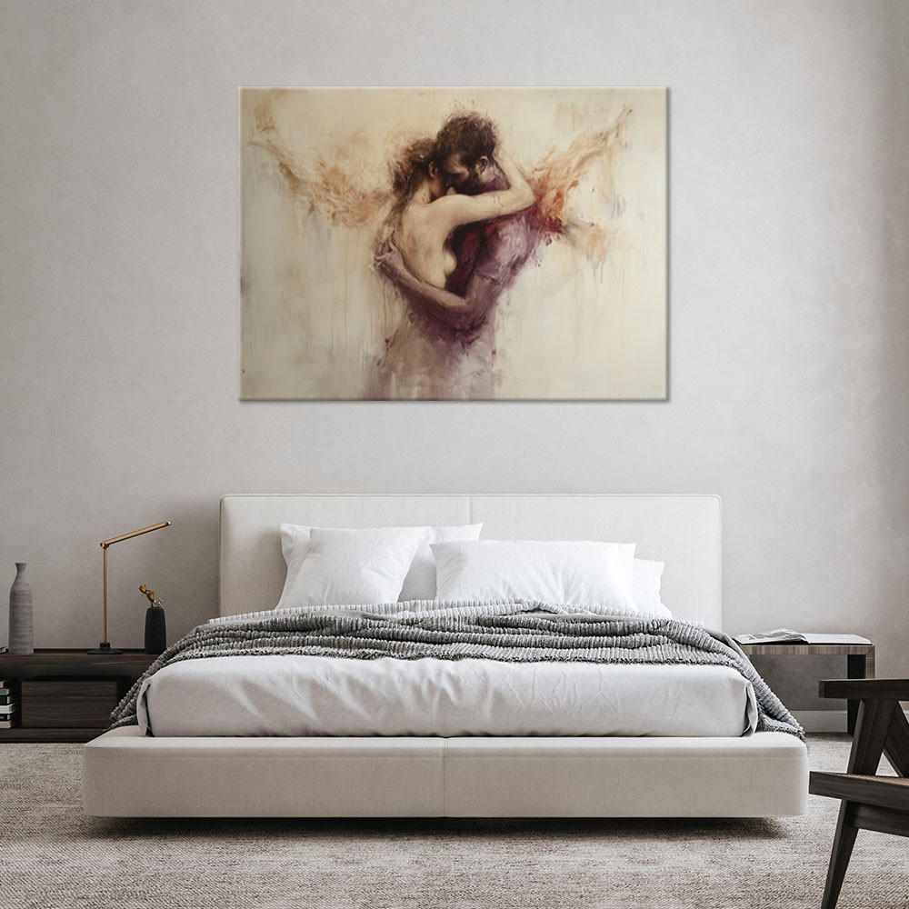 WANDBILD akt der liebe frau mann in beige - Beige, Textil (90/60cm) - Feeby