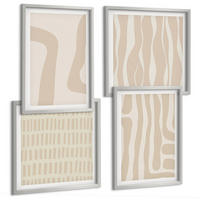 BILDER SET 4er Set - 50x50 cm & 40x60 cm Silberner Rahmen - Abstrakte Boho-Musterformen - Silberfarben, Kunststoff (50/50cm) - TULUP