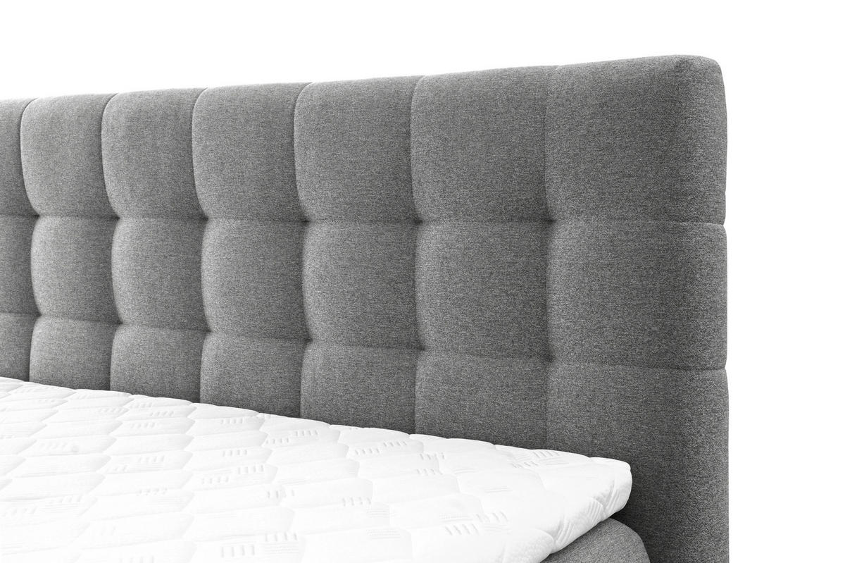 BOXSPRINGBETT Ben mit Pocketmatratze und Bonellmatratze inkl. Topper - Grau, Textil (220/200cm) - AN-Moebel 4u