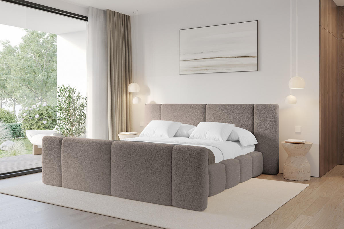POLSTERBETT mit Bettkasten, Fußteil und Lattenrost, Boxbett ohne Matratze - NILO-Z 180x200 Braun - Braun, Holzwerkstoff/Textil (180/200cm) - ALTDECOR