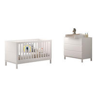 BABYZIMMER SET Keely Kiefer & MDF weiß Baby-/Juniorbett Wickelkommode - Weiß, Holz (74/85/145cm) - 58aufmkessel