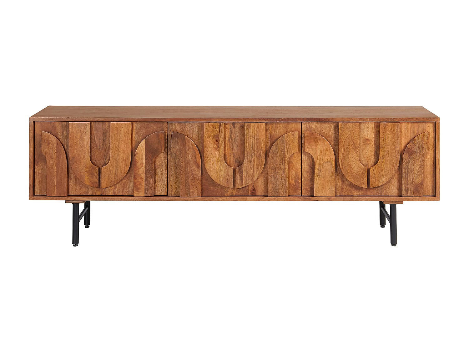 TV-BOARD - 160 cm x 40 cm - Holz, Platte - Naturfarben Dunkel, Naturfarben Hell MIZORAM - Naturfarben, Holz (160/50/40cm) - Vente-Unique