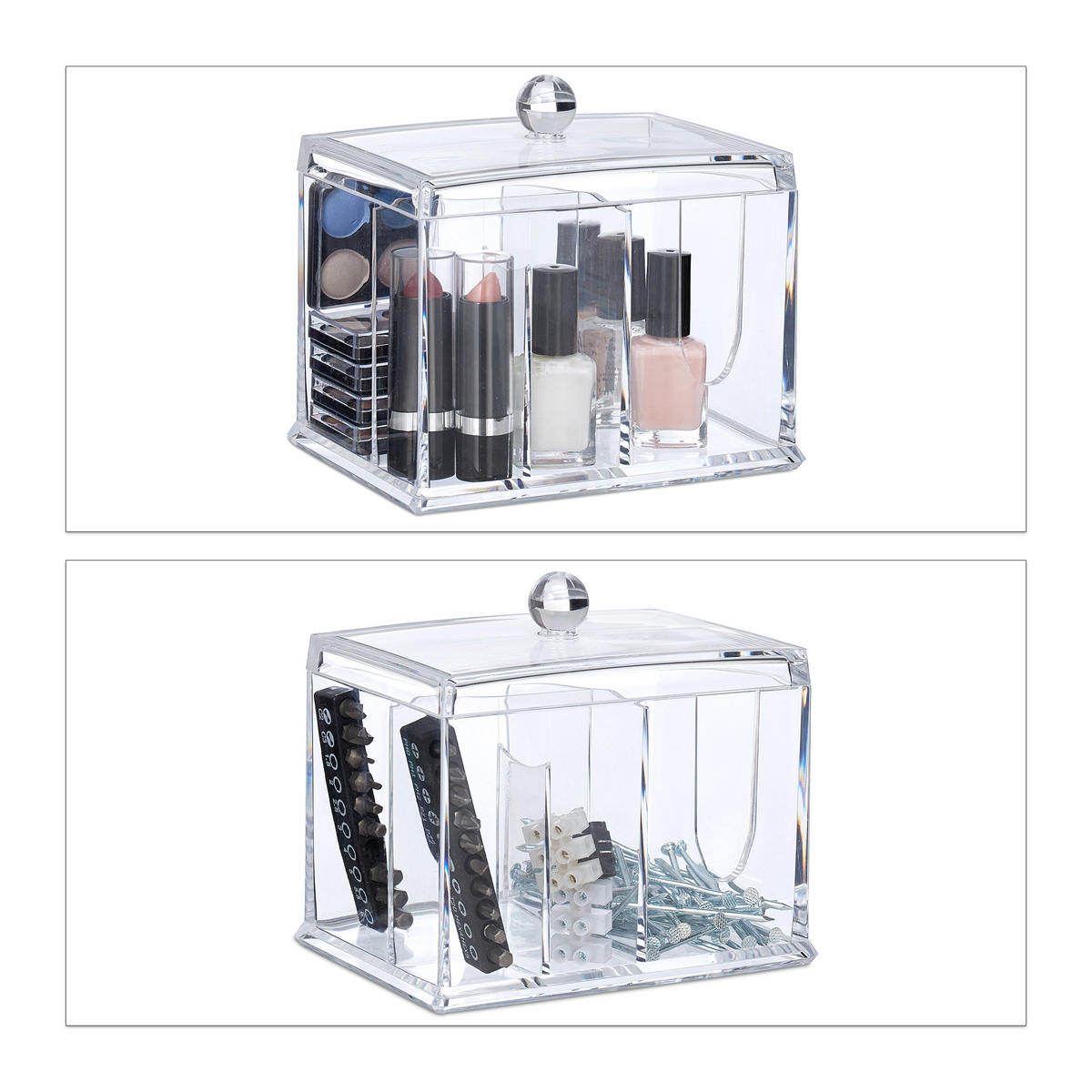 WATTESTÄBCHEN-AUFBEWAHRUNG - Transparent, Kunststoff (15/13/11cm) - Relaxdays