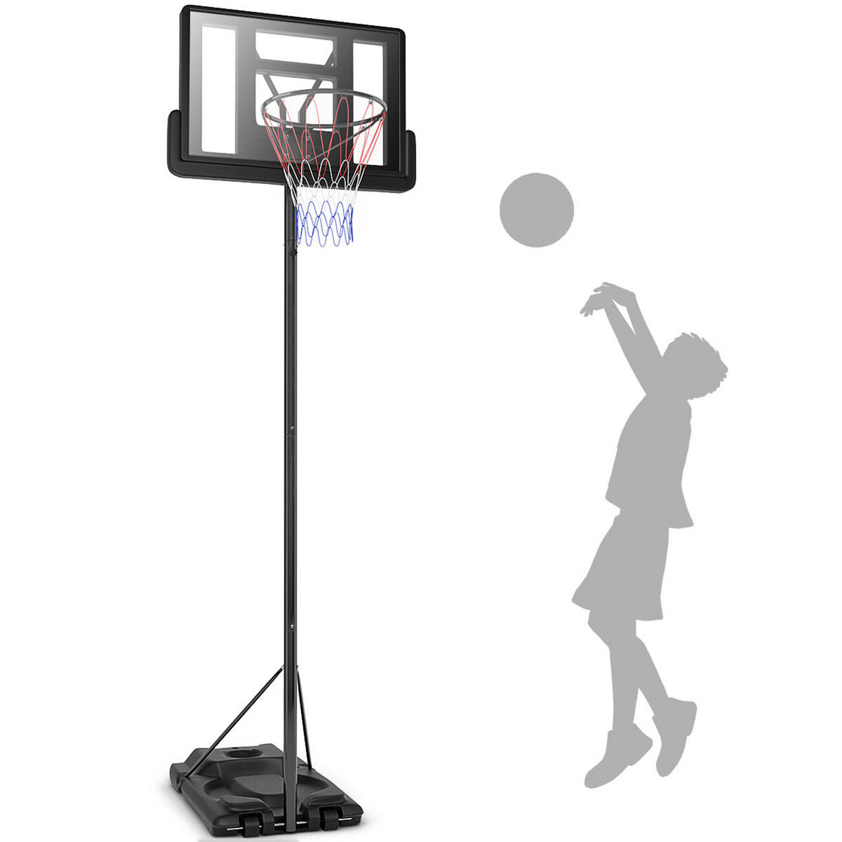 HÖHENVERSTELLBARER BASKETBALLKORB Schwarz - Schwarz, Kunststoff (65/97cm) - COSTWAY
