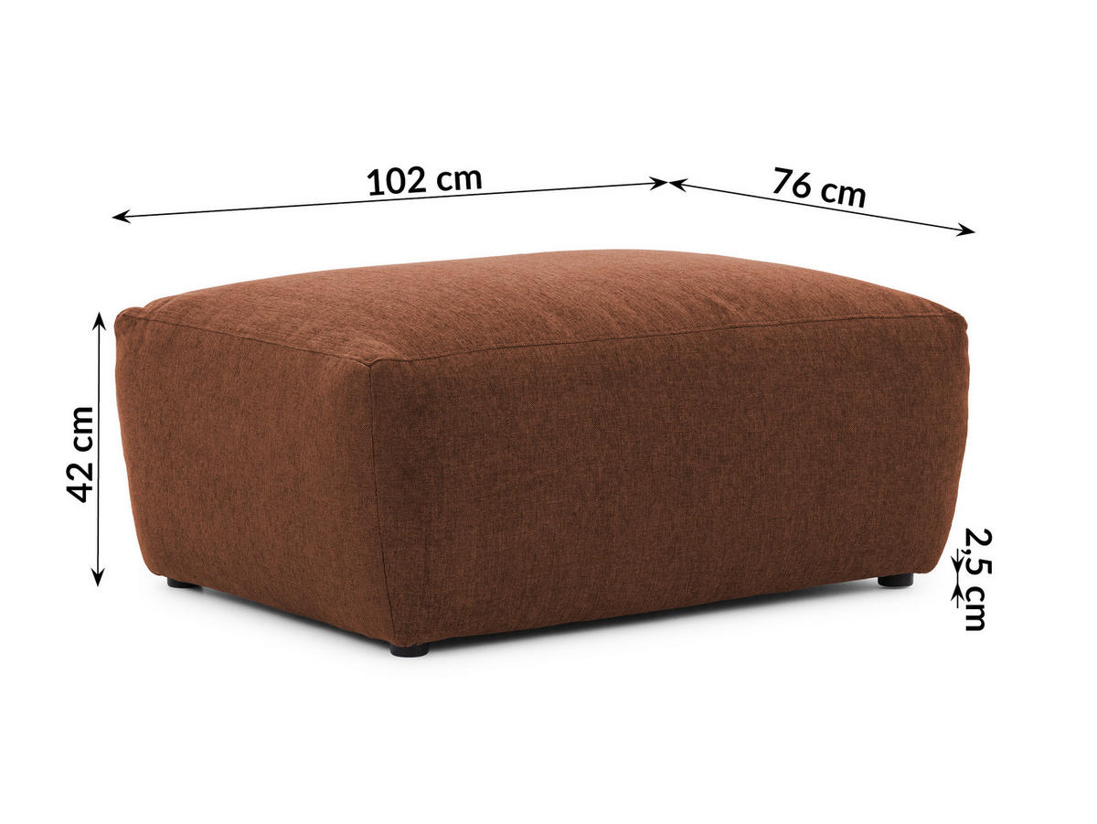HOCKER Lennon aus Braun Strukturstoff mit vielseitiger Nutzung - Schwarz/Braun, Holz/Kunststoff (102/42/76cm) - S-Style