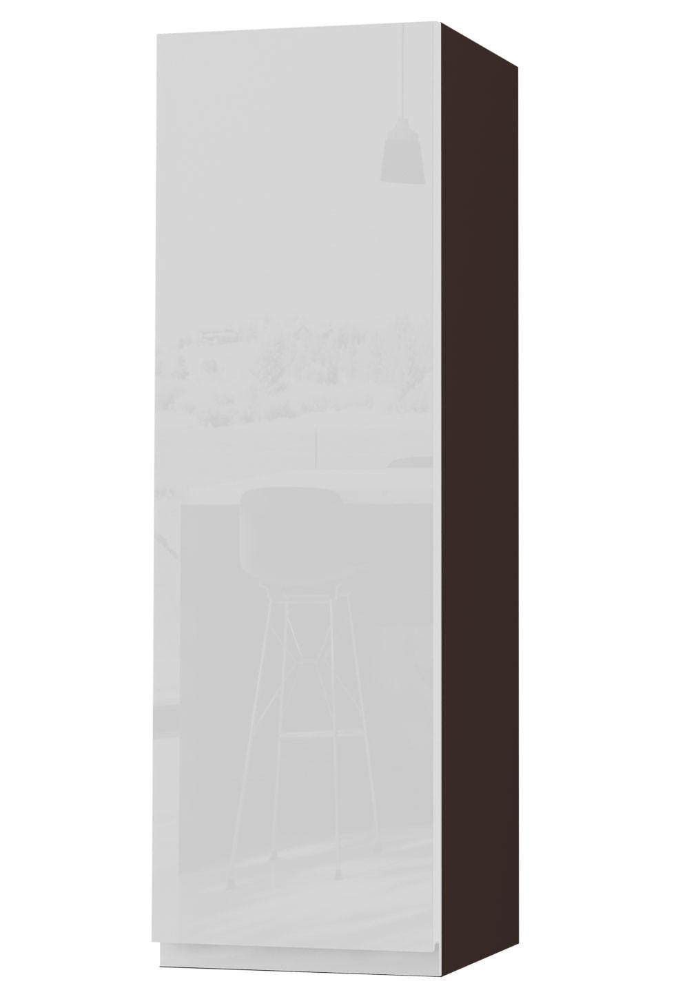 HÄNGESCHRANK Florence W4/30 Lava / RAL 9003 signalweiß HG 30 / 32,5 / 96cm - Türanschlag links - Dunkelgrau/Weiß Hochglanz, Holz/Holzwerkstoff (30/96/32.5cm) - Feldmann-Wohnen