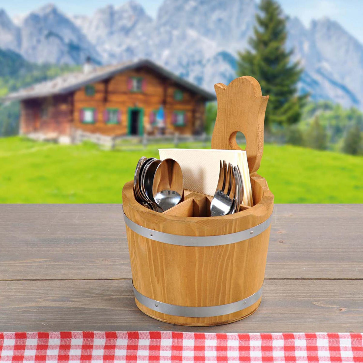 BESTECKBOX, 8 Stück, 3-fach Einteilung - Kiefer - Ø 14cm - Naturfarben, Holz (14/20/14cm) - Kesper