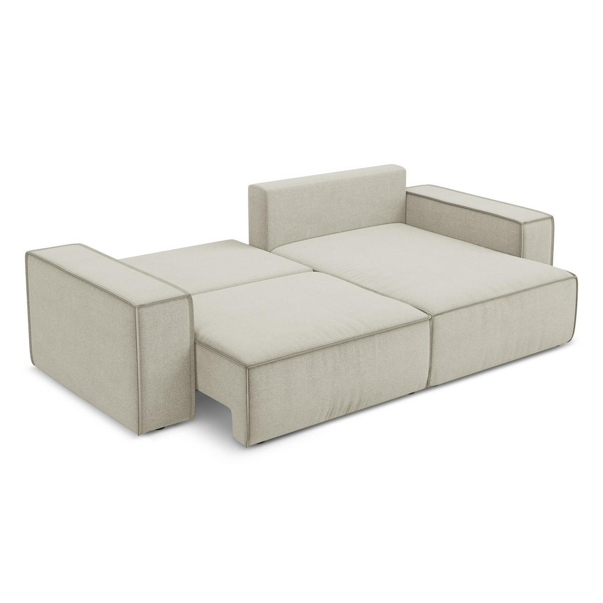 ECKSOFA mit Schlaffunktion Strukturstoff Stoff Beige - Beige/Creme, Kunststoff/Textil (257/148cm) - Makamii