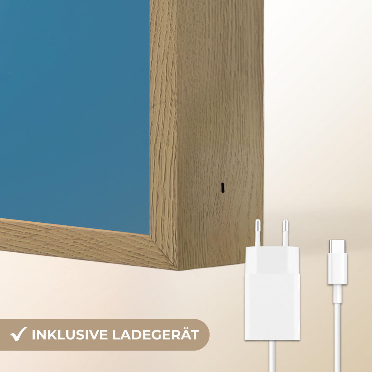 NACHTTISCHLAMPE MIT AKKU Fußballer - Farbspritzer - Farbenfroh - Ball 40x30 cm - Blau, Holzwerkstoff (8/40/30cm) - OnlyWow