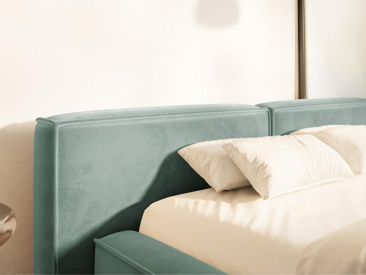 POLSTERBETT Tilves Low Salbeigrün 160x200 cm - Schwarz/Hellgrün, Kunststoff/Textil (160/200cm) - Selsey