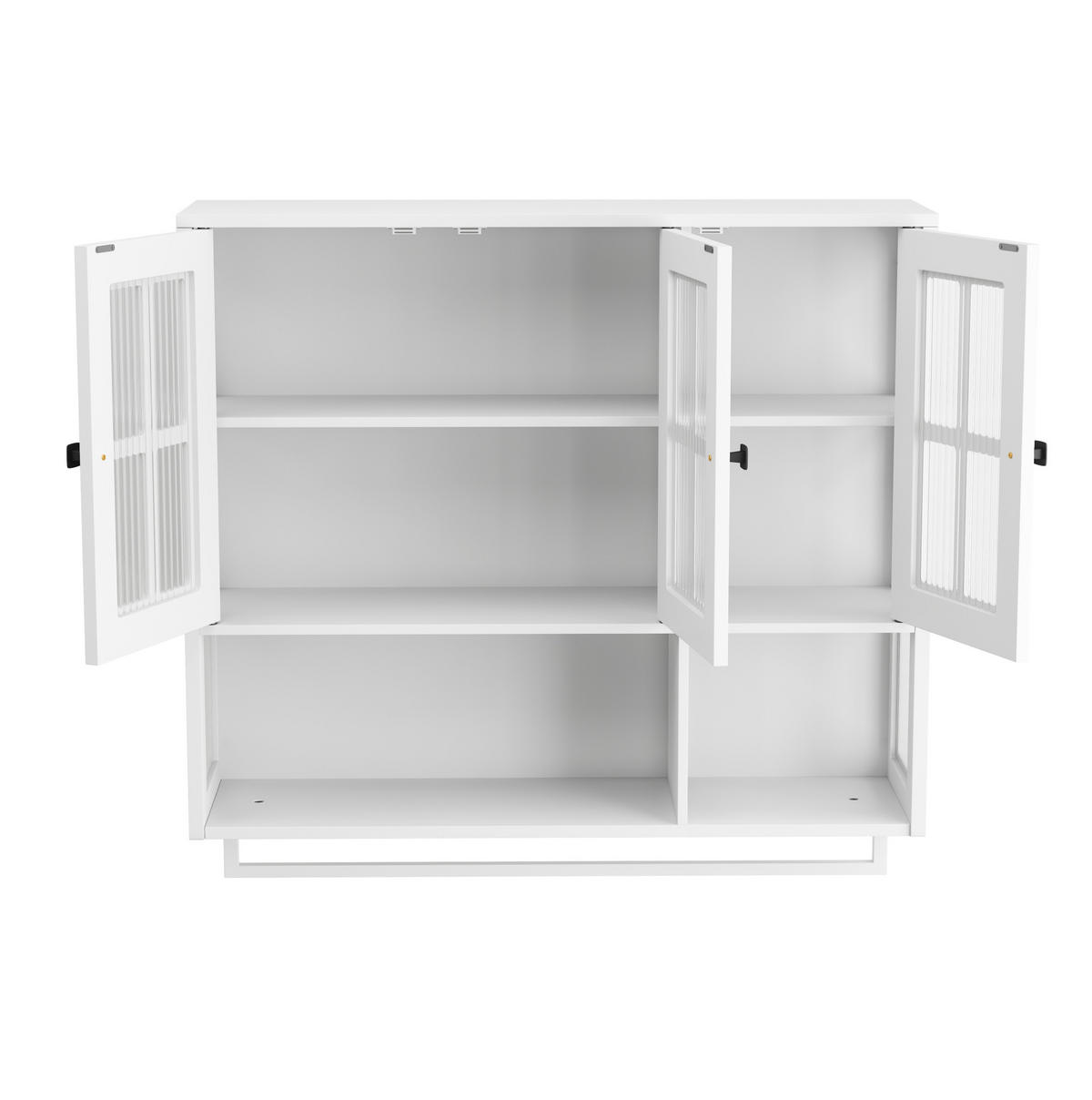 KÜCHENOBERSCHRANK 88/26/82,5 cm aus MDF und Glas mit Handtuchhalter Weiß - Weiß, Holzwerkstoff (88/82.5/26cm) - Modenvie