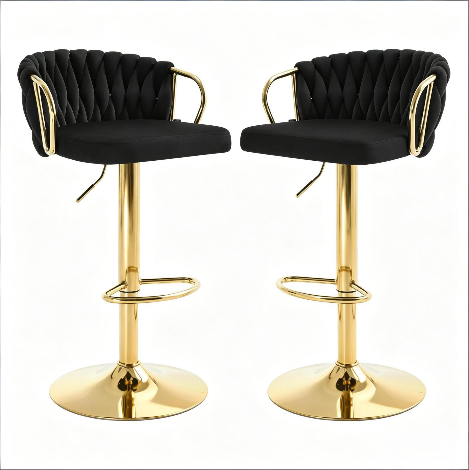 BARHOCKER 2er-Set Schwarz höhenverstellbar und drehbar - Schwarz, Metall (49.5/98/50.5cm) - MIVRAY