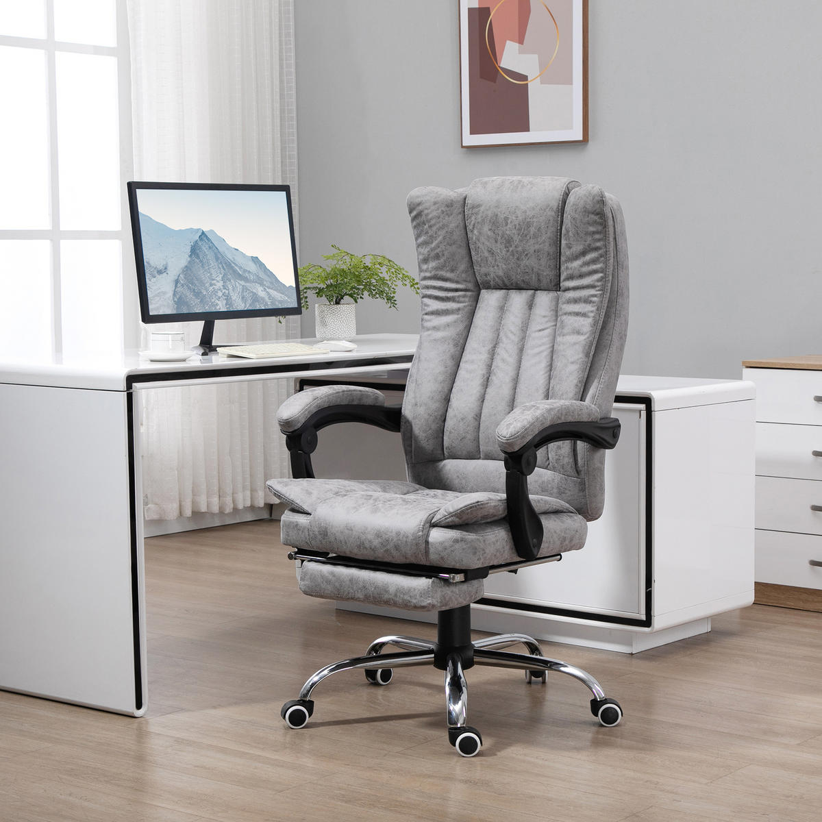 CHEFSESSEL DE-11647 mit Massage & Heizung Grau - Grau, Metall (67/120/62cm) - ComfortXL