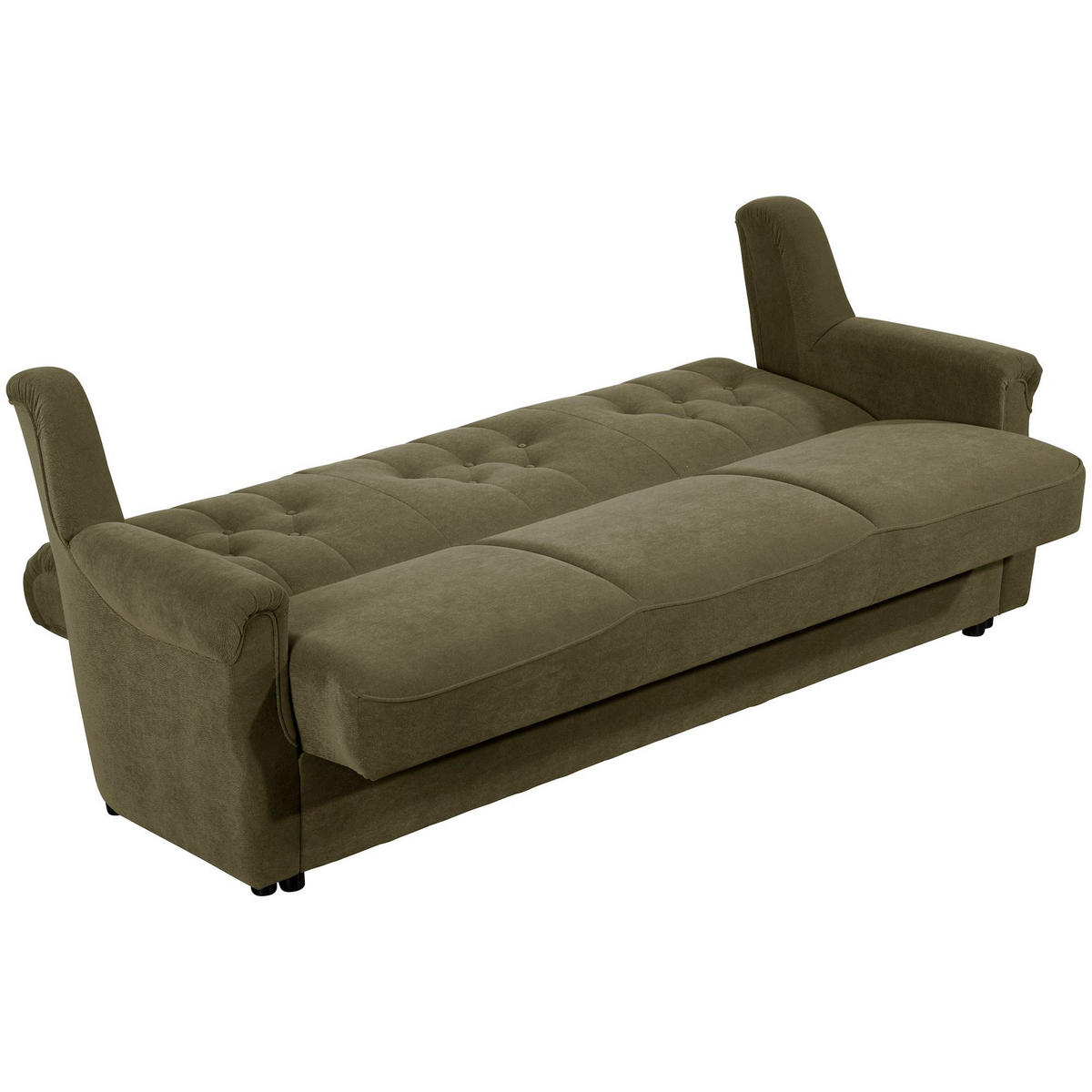 SOFA 3-Sitzer mit Bettfunktion Kaylyn Flockstoff grün - Grün, Kunststoff (207/89/83cm) - 58aufmkessel