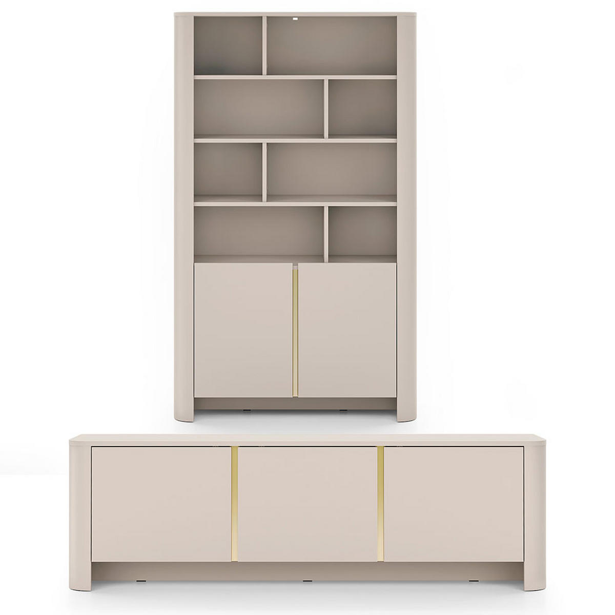 WOHNZIMMER-SET Bari Kaschmir / Gold (2er-Set) - Kaschmir/Creme, Holz/Holzwerkstoff (271/170/39cm) - Feldmann-Wohnen