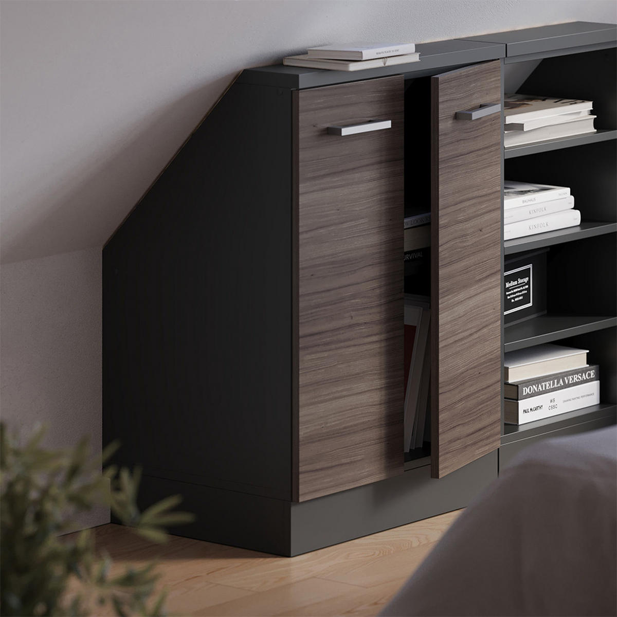 ŠIKMÁ SKŘÍŇ Rion Ušlechtilá šedá/antracitová - šedá/antracitová, kompozitní dřevo (60/81.6/46cm) - Vicco