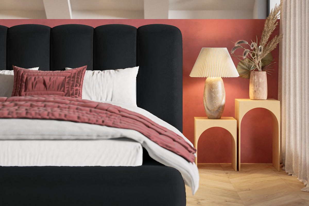 DOPPELBETT 140x200 cm Lumaro mit Dicker Schaum und Bettkasten, Schwarz - Schwarz, Holz/Textil (140/200cm) - Emporius