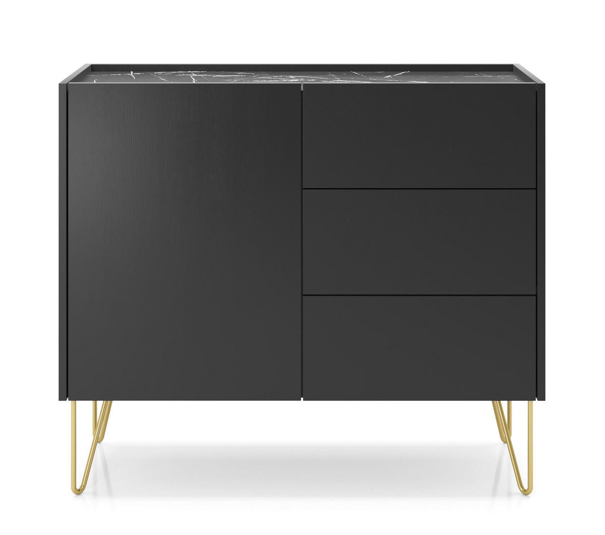 SIDEBOARD SCHWARZ - Schwarz, Holzwerkstoff (97/83/37cm) - FURNLUX