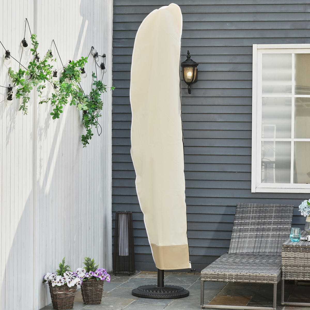 SCHUTZHÜLLE, Oxford mit kunststoff-Beschichtung, Beige + Kaffeebraun - Multicolor, Kunststoff (56/220/56cm) - Outsunny