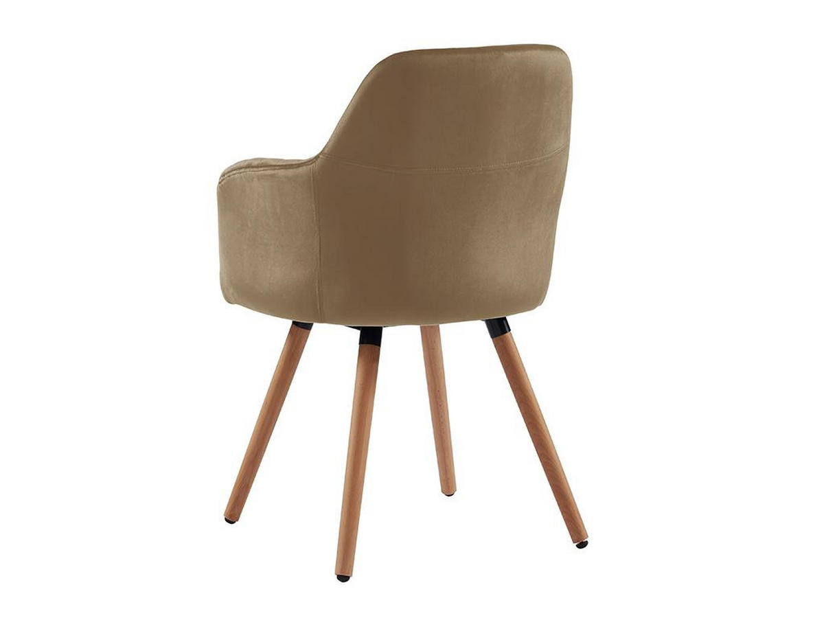 STUHL mit Armlehnen - Samt & Metall in Holzoptik - Beige - ELEANA - Beige, Textil (58/85/56cm) - Vente-Unique