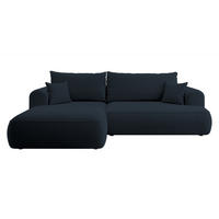 ECKSOFA Ovo Dunkelblau Velours - Schwarz/Dunkelblau, Kunststoff/Textil (260/165cm) - Selsey