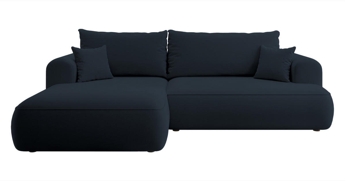 ECKSOFA Ovo Dunkelblau Velours - Schwarz/Dunkelblau, Kunststoff/Textil (260/165cm) - Selsey