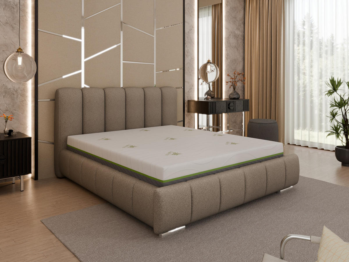 POLSTERBETT Zaira 160x200cm – Elegantes Polsterbett für modernen Wohnstil , ZONIERTE TASCHENFEDERN KOKOS (21cm), braun - Braun, Holz (160/200cm) - Homesy